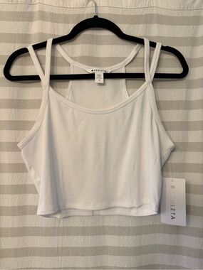 NWT Athleta White Ribbed Cropped Tank Top